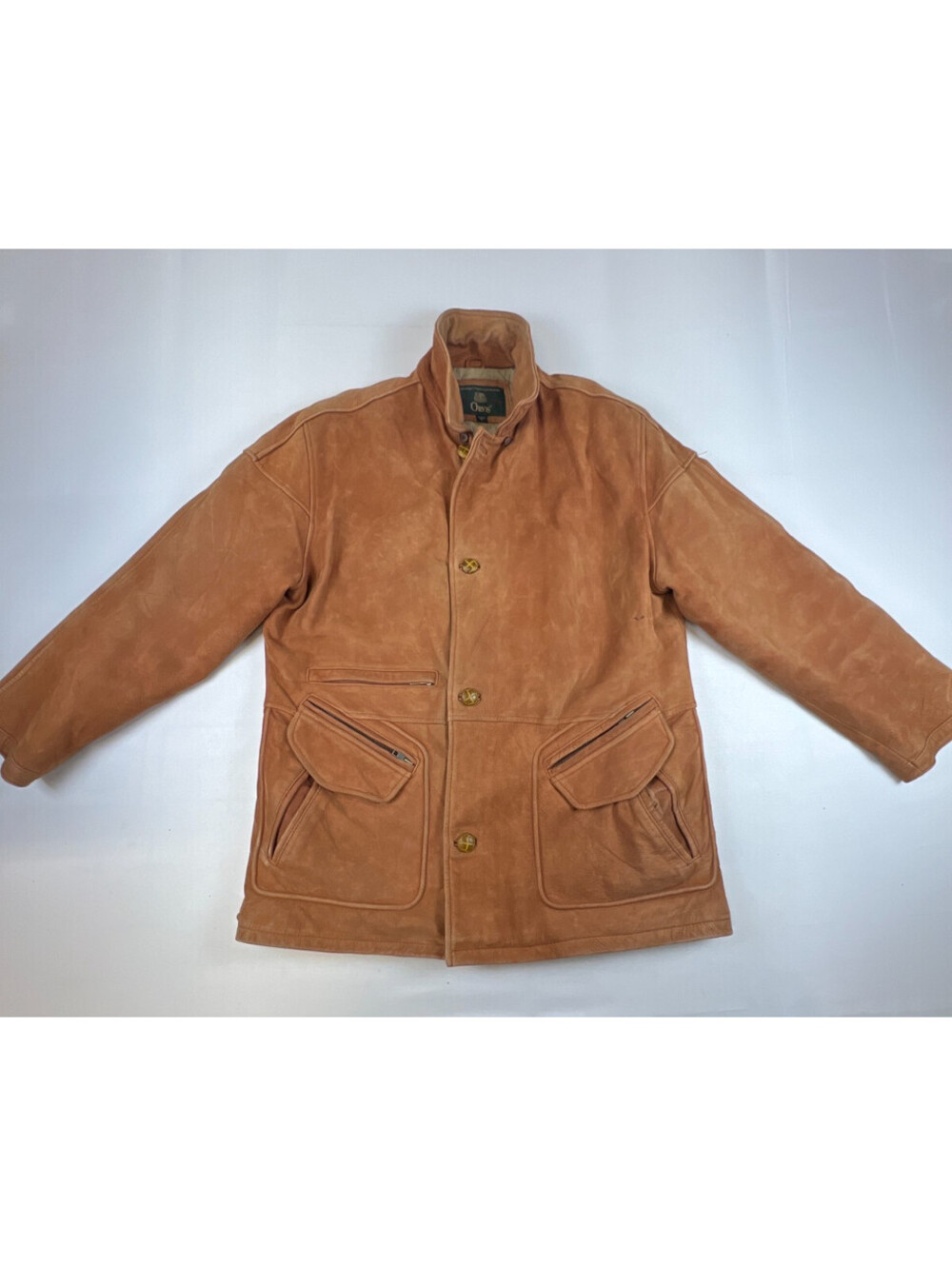 Vintage Orvis Men L Brown Suede Leather Jacket Field Coat Quilted Lining